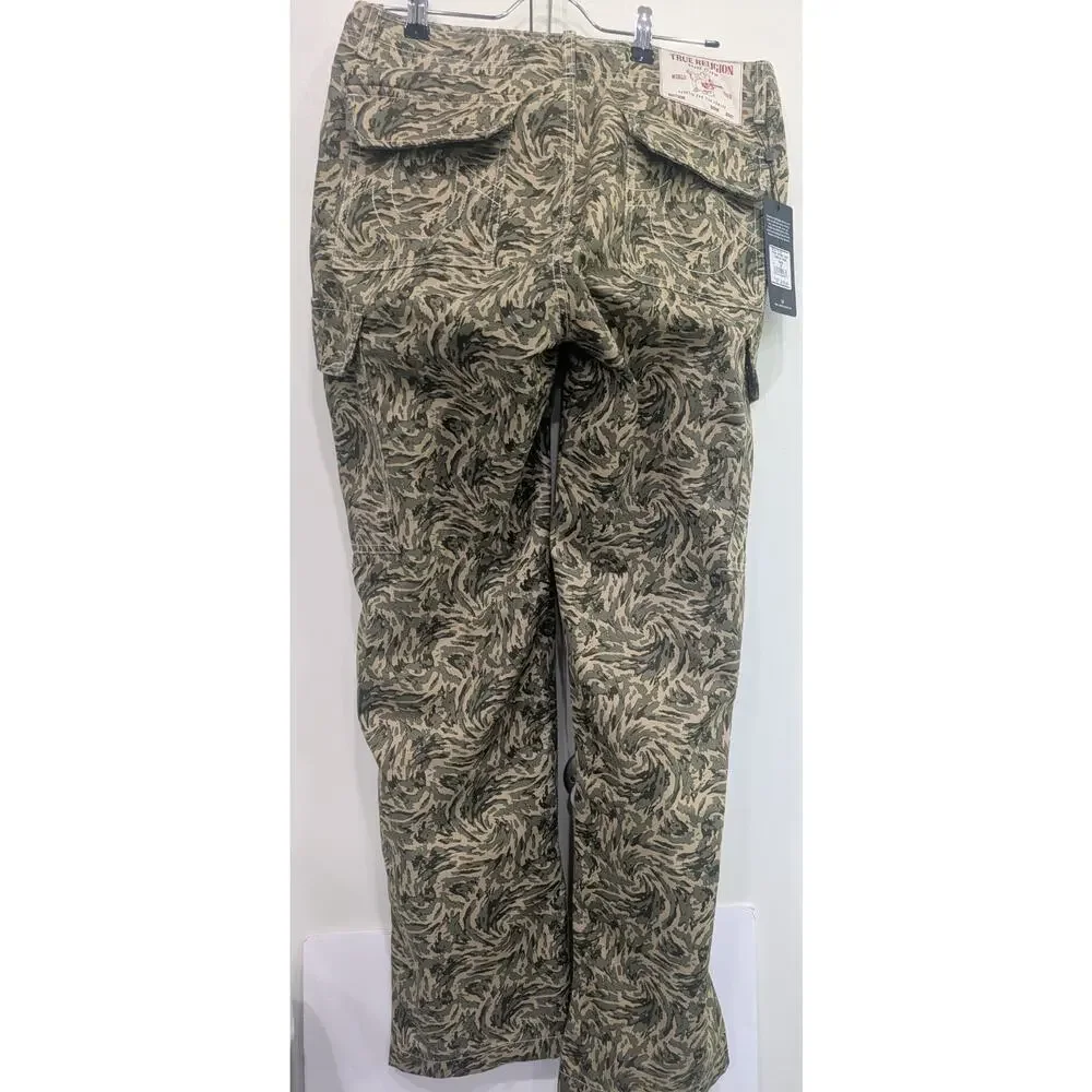 Camouflage True Religion  Cargo Pants Men 30 Flap Abstract Tiger Stripe Camo NWT